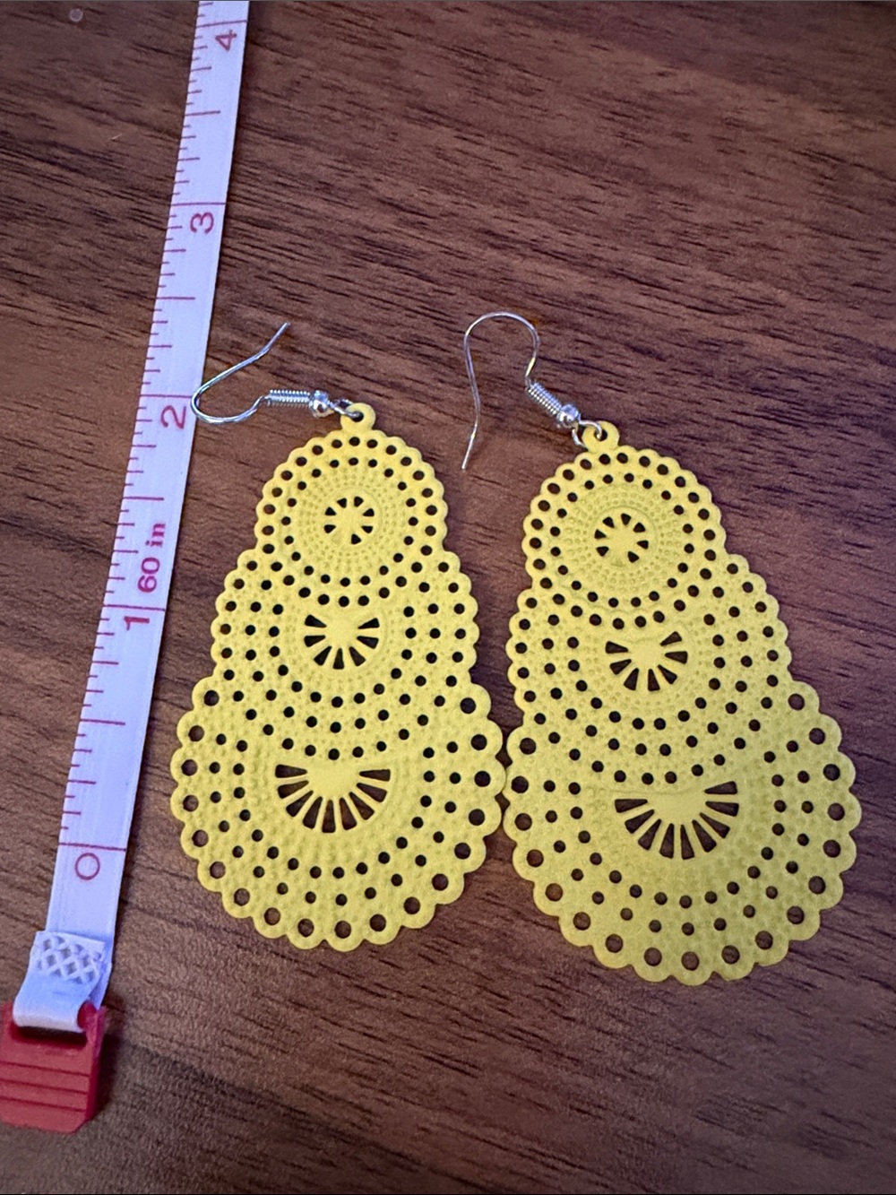 Yellow Filigree Layered Teardrop Dangle Earrings for Women